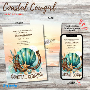 ⭐Coastal Cowgirl Rustic Beach Bachelorette Bridal  Invitation