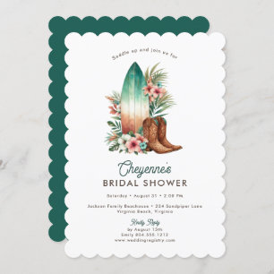 Coastal Cowgirl Rustic Western Bridal Shower  Invitation