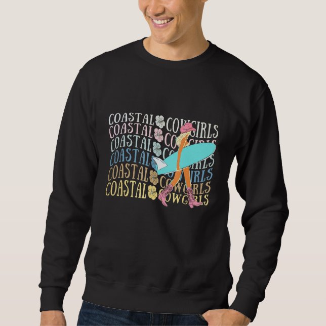 Coastal Cowgirl Summer Vacation Beach Groovy Girl Sweatshirt (Front)