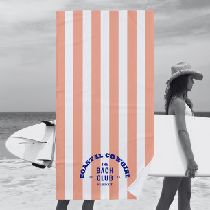Coastal Cowgirl The Bach Club Pink Cabana Stripe Beach Towel