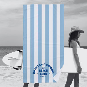Coastal Cowgirl The Beach Club Blue Cabana Stripe Beach Towel