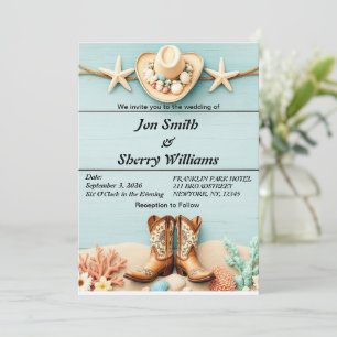 Coastal Cowgirl Themed Wedding Invitation