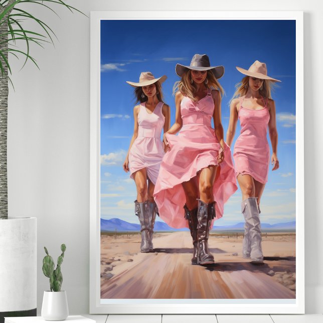 Coastal Cowgirl Trio in Colourful Pink Dresses  Poster (Creator Uploaded)