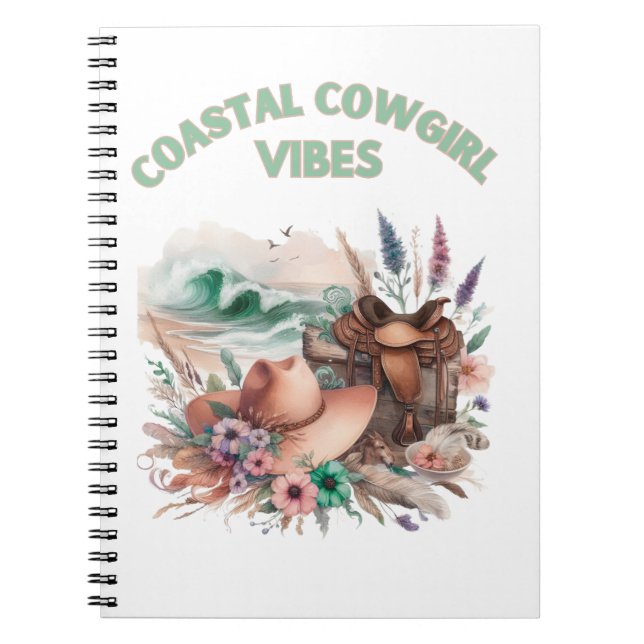 Coastal cowgirl vibes,floral, feminine hoodie notebook (Front)