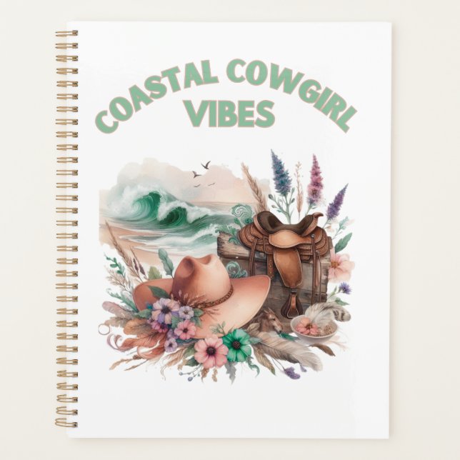 Coastal cowgirl vibes, floral feminine planner (Front)