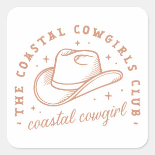 Coastal cowgirl western beach country girl brown square sticker