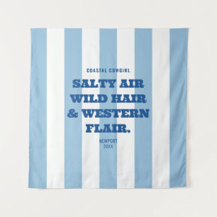 Coastal Cowgirl Western Flair Blue Cabana Stripe Tapestry