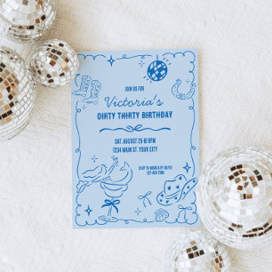 Coastal Cowgirl Whimsical Birthday Invitation