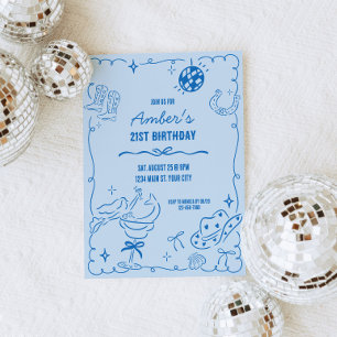 Coastal Cowgirl Whimsical Birthday Invitation