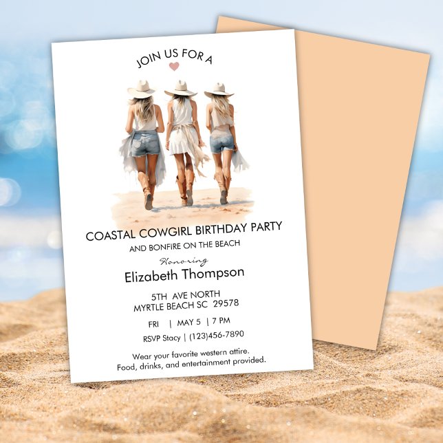 Coastal Cowgirls Beach  Birthday Invitation (Creator Uploaded)