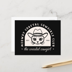 Coastal cowgirls club squad black aesthetic cat postcard