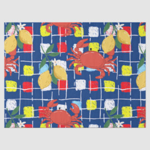 Coastal Crab and Lemon Pattern Tissue Paper