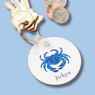 Coastal Crab blue Key Ring