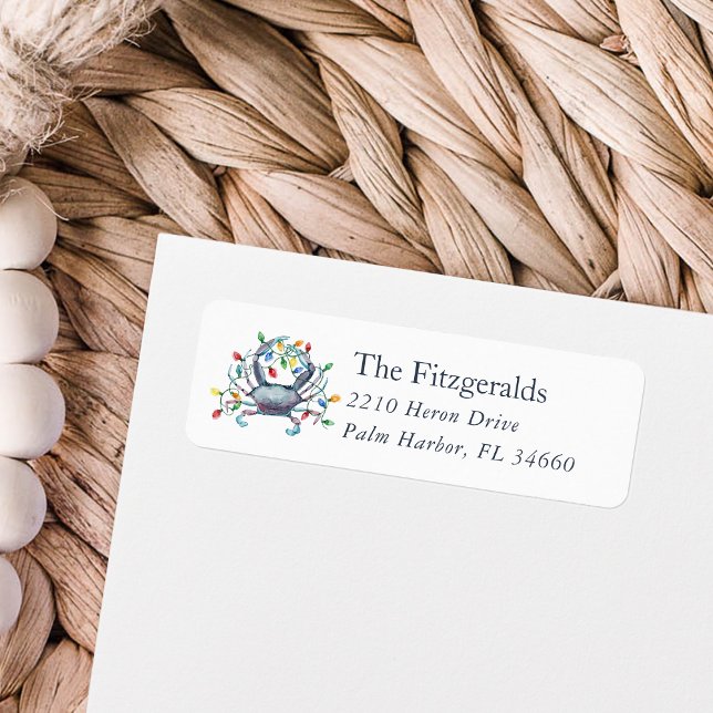 Coastal Crab Christmas Holiday Return Address Label (Creator Uploaded)