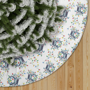 Coastal Crab Christmas Lights Brushed Polyester Tree Skirt