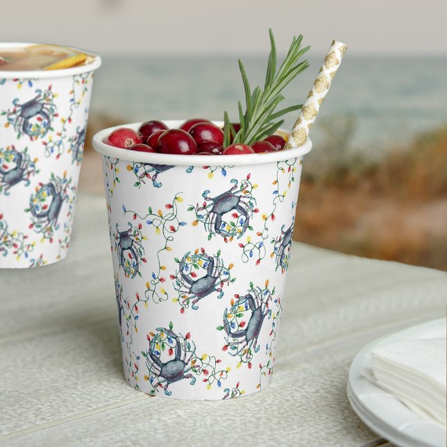 Coastal Crab Christmas Lights Paper Cups (Creator Uploaded)
