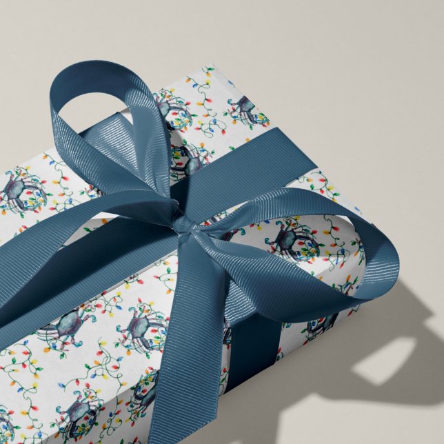 Coastal Crab Christmas Lights Wrapping Paper (Creator Uploaded)