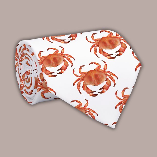 Coastal Crab pattern Tie (Brown crab coastal crustacean neck tie)