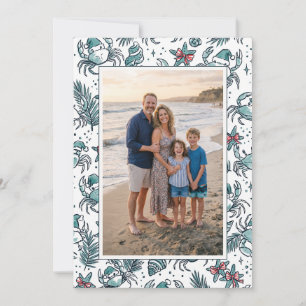 Coastal Crab Santa Family Photo Christmas Holiday Card