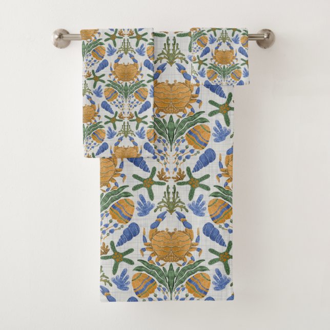 Coastal Crab & Shell Towel Set (Insitu)