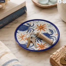 Coastal Crab & Starfish Seaside Catchall Trinket Trays
