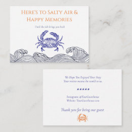 Coastal Crab Vacation Rental Thank You Card