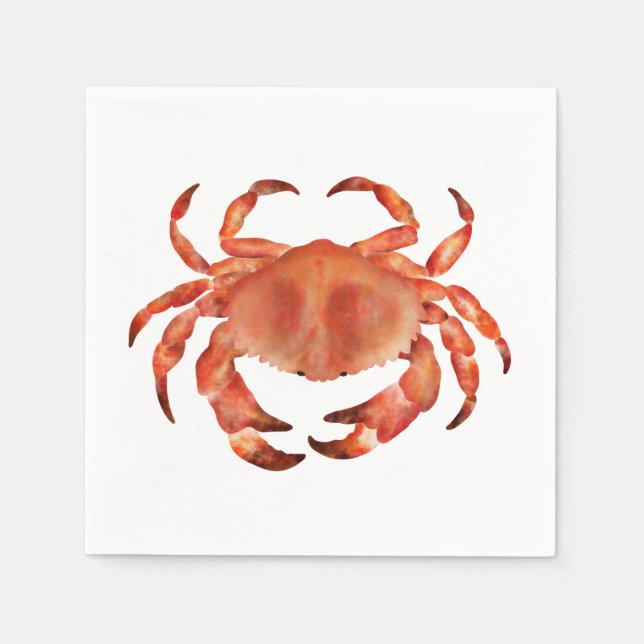 Coastal Crab Watercolor Napkin (Front)
