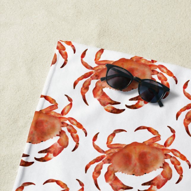 Coastal Crabs Pattern Beach Towel (In Situ)