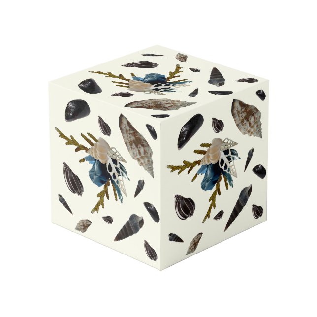 Coastal cube pen holder pencil organiser for desk (Front Angled)