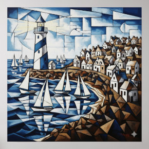 Coastal Cubism Poster