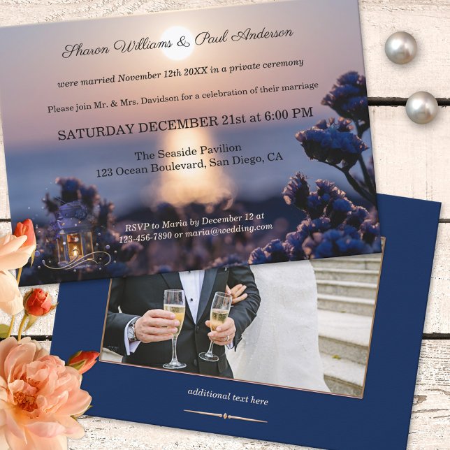 Coastal Custom Photo Post Wedding Party Invitation (Creator Uploaded)