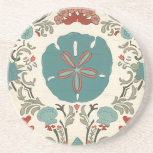 Coastal Damask I Coaster