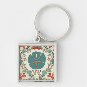 Coastal Damask I Key Ring