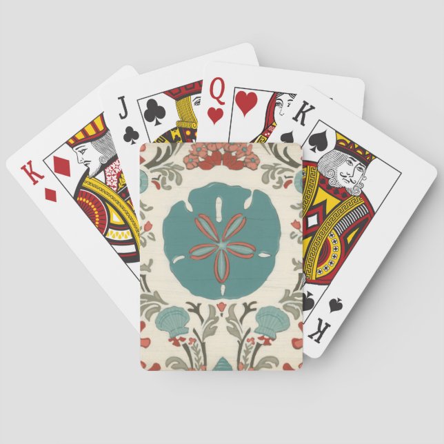 Coastal Damask I Playing Cards (Back)