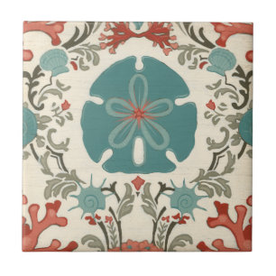 Coastal Damask II Ceramic Tile