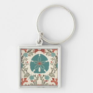 Coastal Damask II Key Ring