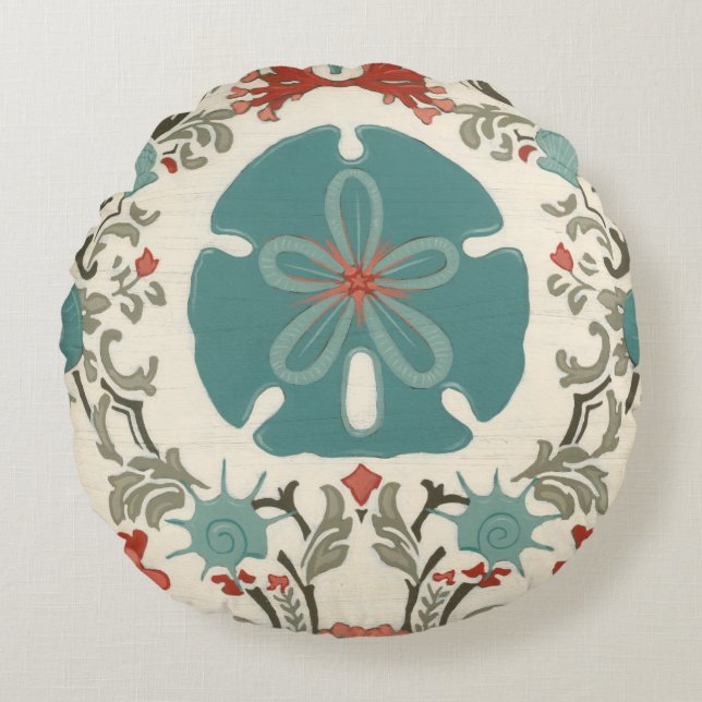 Coastal Damask II Round Cushion (Front)