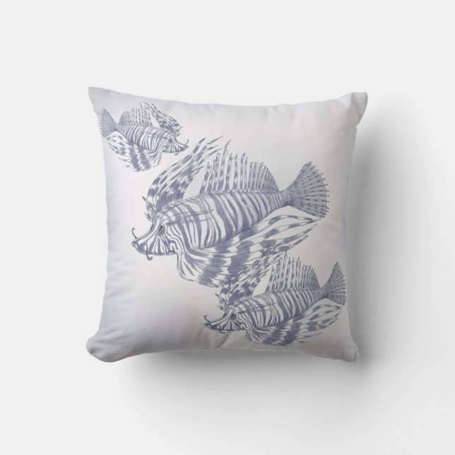 Coastal Decor  Blue fish Cushion (Front)