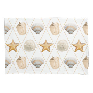Coastal Decor Seashell Pattern Pillowcase