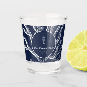 Coastal Delight: Blue and White Custom Shot Glass