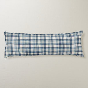 Coastal Denim Blue & Cream Tartan Plaid Body Cushion