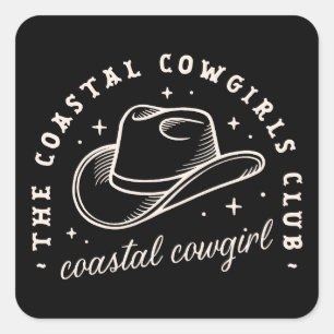 Coastal disco cowgirls black aesthetic matching square sticker