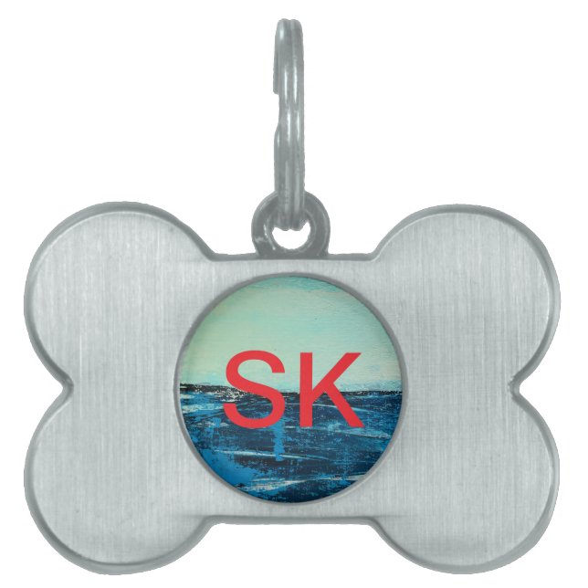 Coastal dog tag with original beach art (Front)