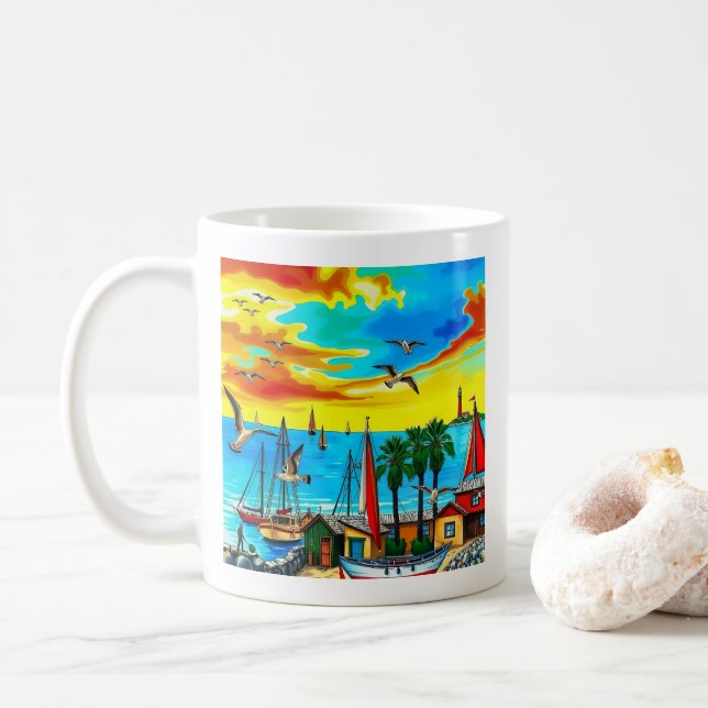 Coastal Dreamscape Coffee Mug (With Donut)