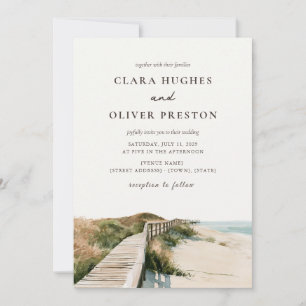 Coastal Dune Sea Oats Outer Banks Beach Wedding Invitation