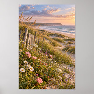 Coastal Dunes Wildflowers Sunset Beach Wall Art