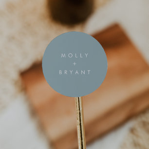 Coastal Dusty Aqua Wedding Favor Classic Round Sticker