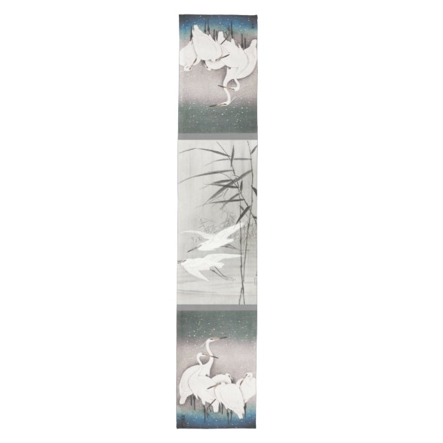 Coastal Egret Asian Art  Medium Table Runner (Front)