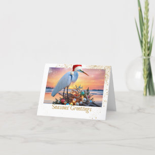 Coastal Egret Christmas Holiday Card