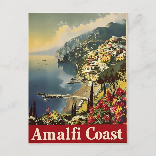 Coastal Elegance: Amalfi Vintage Postcard (Front)